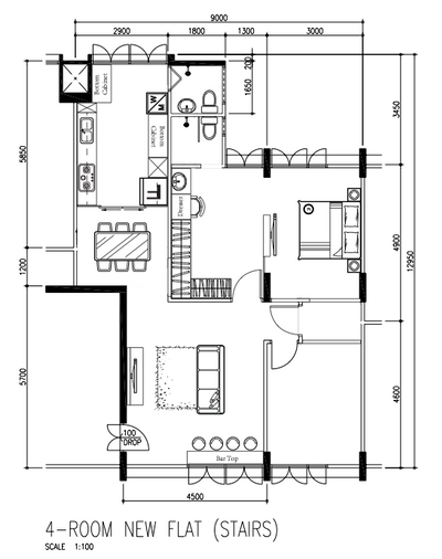 Ang Mo Kio Avenue 6, Yang's Inspiration Design, Modern, HDB, 4 Room New Flat Stairs, 4 Room Hdb Floorplan, Space Planning, Final Floorplan
