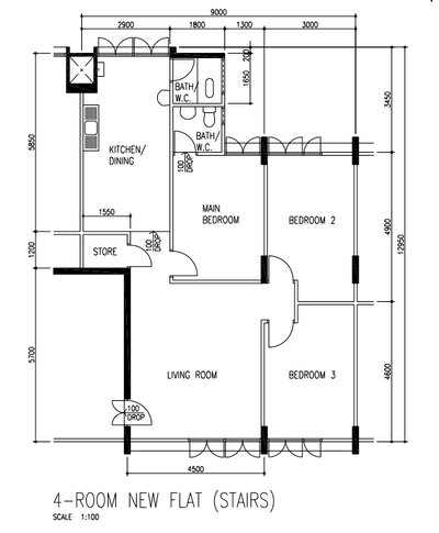 Ang Mo Kio Avenue 6, Yang's Inspiration Design, Modern, HDB, 4 Room New Flat Stairs, 4 Room Hdb Floorplan, Original Floorplan