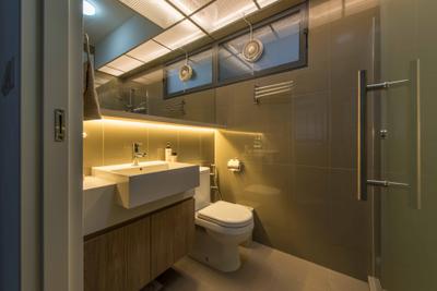 Punggol Waterway Terraces 1, Aart Boxx Interior, Modern, Minimalist, Scandinavian, Bathroom, HDB, Tiles, Swing Door, Cosy, Underlight, Mirror, Water Closet, Toilet, Indoors, Interior Design, Room