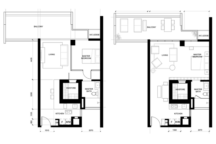 1-bedroom condo floorplan