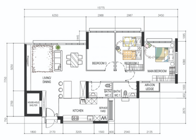 Compassvale Bow (Block 278A), The Interior Lab, Modern, HDB, 5 Room Hdb Floorplan, Space Planning, Final Floorplan