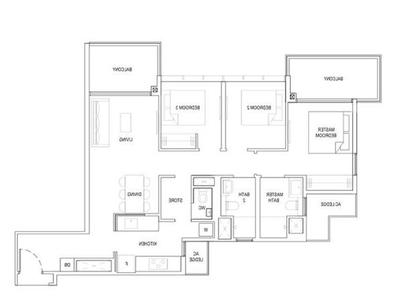 The Florence Residences, Space Atelier, Modern, Modern Luxe, Condo, 3 Bedder Condo Floorplan, Space Planning, Final Floorplan