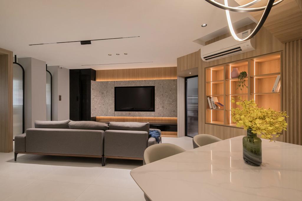 Modern, HDB, Living Room, Bukit Purmei, Interior Designer, Space Atelier, Contemporary