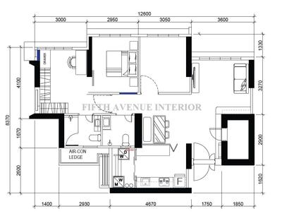 Clementi Peaks, Fifth Avenue Interior, Modern, Contemporary, HDB, Space Planning, Final Floorplan, 4 Room Hdb Floorplan