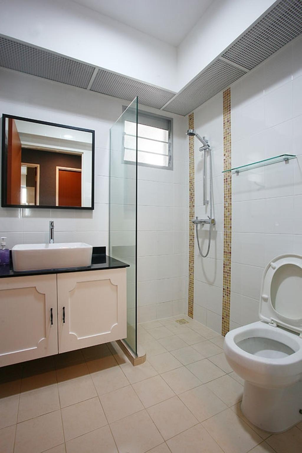 Transitional, HDB, Bathroom, Buangkok Green, Interior Designer, Fineline Design, Bathroom Vanity, Sink, Bathroom Sink, Mirror, Shower Screen, Shower Area, Shower Head, Indoors, Interior Design, Room