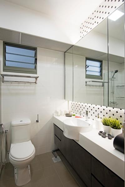Punggol Drive (Block 679C), Fineline Design, Contemporary, Bathroom, HDB, Toilet Bowl, Wall Tiles Backing, Mirror Cabinets, Indoors, Interior Design, Room