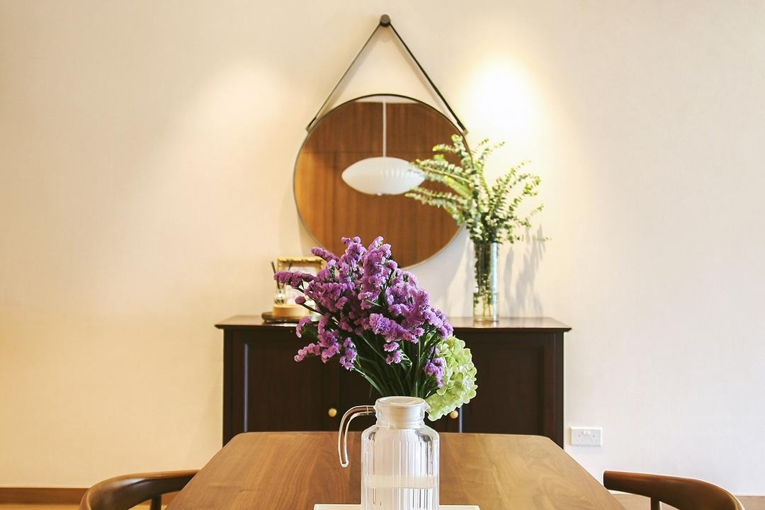 Tiara, JOW Architects, Modern, Dining Room, Condo, Lantern Lamp, Wooden Table, Wood, Oriental, Flowers, Art, Blossom, Flora, Flower, Flower Arrangement, Ikebana, Jar, Ornament, Plant, Pottery, Vase, Potted Plant, Indoors, Interior Design, Room, Dining Table, Furniture, Table, Plywood