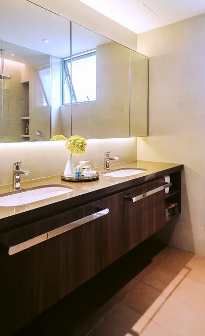Tiara, JOW Architects, Modern, Bathroom, Condo, His And Hers Counter, Two Sinks, Vanity Counter, Mirror Cabinet, Towel Rack, Vanity Cabinet, Sink
