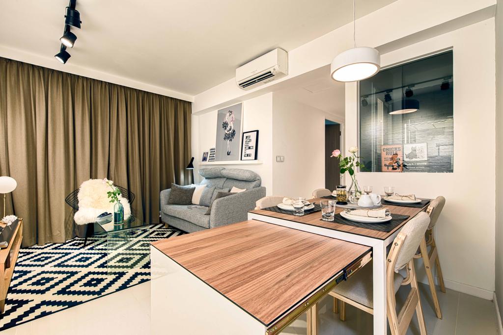 Contemporary, HDB, Dining Room, Pasir Ris One, Interior Designer, Mr Shopper Studio, Modern, Extendable Table, Pull Out Table, Table Can Extend, Drawer Table, Indoors, Interior Design, Room, Dining Table, Furniture, Table, Couch