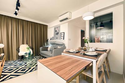 Pasir Ris One, Mr Shopper Studio, Contemporary, Modern, Dining Room, HDB, Extendable Table, Pull Out Table, Table Can Extend, Drawer Table, Indoors, Interior Design, Room, Dining Table, Furniture, Table, Couch