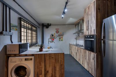 Pasir Ris (Block 561), Aart Boxx Interior, Eclectic, Industrial, HDB, Washing Machine, Laundry, Wood Laminated, Kitchen Laminates, Refrigerator, Built In Oven, Appliance, Electrical Device, Oven, Washer