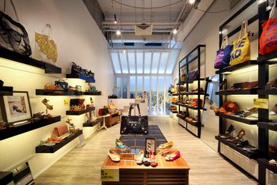 Hurs Shoe Loft, De Exclusive Design Group, Contemporary, Commercial, Shoes, Shoe Store, Shelves, Wall Shelf, Display, White Kitchen Cabinets, Cabinetry, Product Display, Bags, Accessories, Floating Shelves, Cafe, Restaurant, HDB, Building, Housing, Indoors, Loft