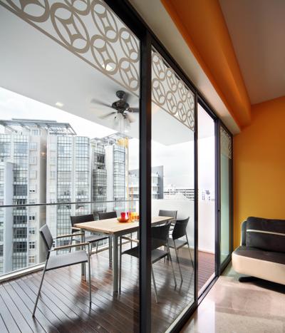Montebleu, De Exclusive Design Group, Eclectic, Balcony, Condo, Balcony Furniture, Tables, Chairs, Dining Table, Mini Ceiling Fan, Airy, Furniture, Table, Chair
