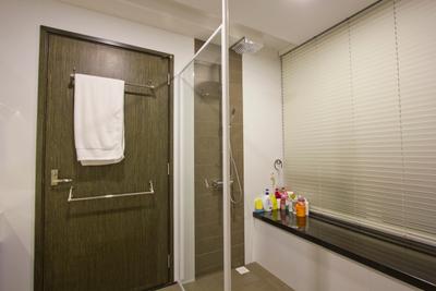 Bishan Street 24, MET Interior, Scandinavian, Bathroom, HDB, Bathtub, Shower Head, Shower Area, Towel Rack, Blinds, Towel