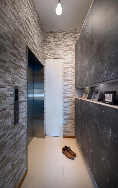 Waterline, Ciseern, Contemporary, Condo, Craft Stone Wall, Shoes Cabinet, Marble Tiles