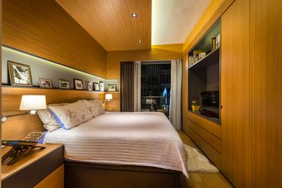 Vacanza, Ciseern, Transitional, Contemporary, Bedroom, Condo, Wood Ceiling, Downlights, Cove Light, Wood Headboard, Wood Feature Wall, Wood Wardrobe, Feature Wall, Bed, Furniture, Indoors, Interior Design, Room, Electronics, Entertainment Center