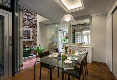 Sunrise Walk, Ciseern, Contemporary, Dining Room, Landed, Glass Dining Table, Dining Chairs, Parquet, Dining Light, Flora, Jar, Plant, Potted Plant, Pottery, Vase, Indoors, Interior Design, Room, Dining Table, Furniture, Table, Sink, HDB, Building, Housing, Loft