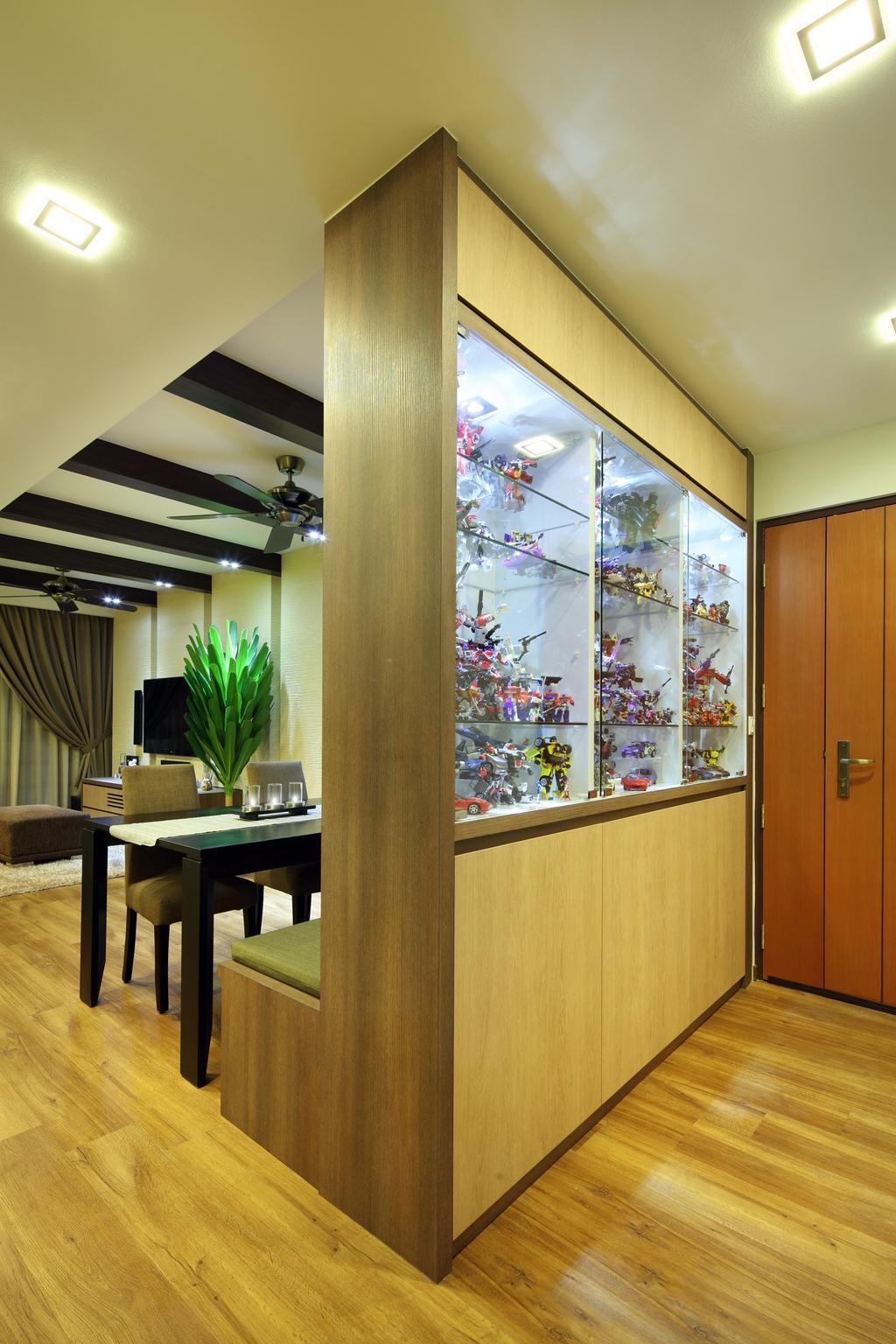 Traditional, HDB, Living Room, Havelock Road, Interior Designer, Space Define Interior, Parquet, White Kitchen Cabinets, Wood Laminate, Wood, Laminates, Shoe Rack, Storage, Display Unit, Glass Display, Plants, Dining Table, Chair, Bench, Ceiling Beam, Mini Ceiling Fan, Warm Tones, Furniture, Table, Couch, Flora, Jar, Plant, Potted Plant, Pottery, Vase, Indoors, Interior Design, Dining Room, Room