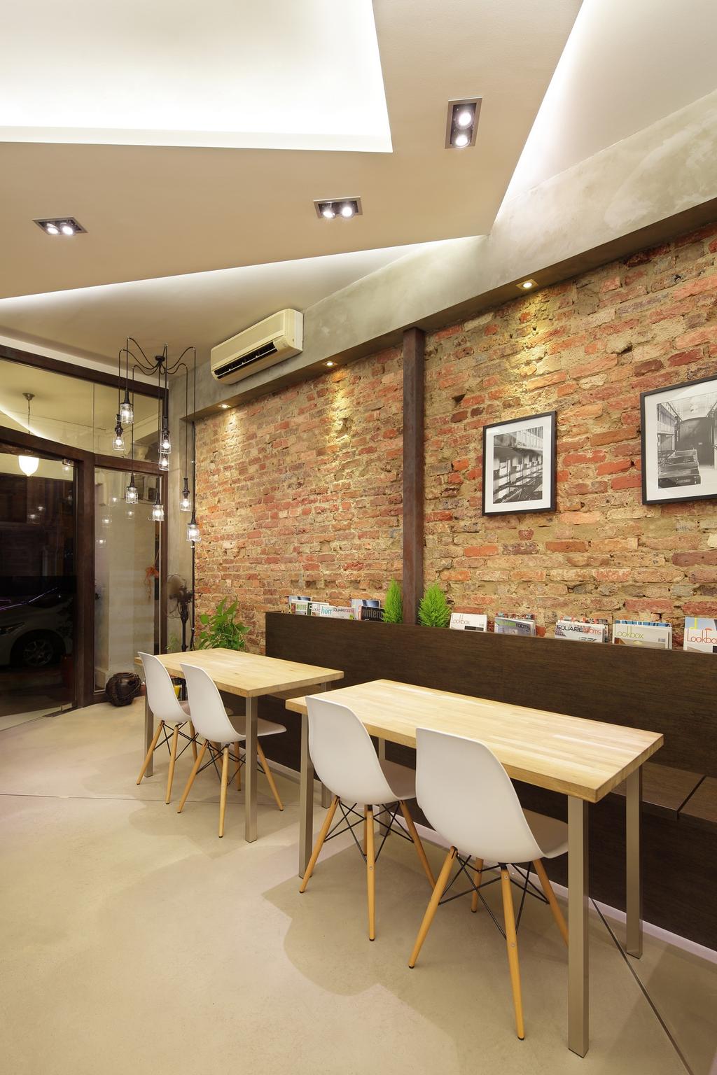 318 Joo Chiat Road, Commercial, Interior Designer, Space Define Interior, Modern, Red Brick Wall, Raw, Hanging Light, Bench, Table, Chair, Woodwork, Wood Laminate, Wood, Laminates, False Ceiling, Concealed Lighting, Furniture, Dining Room, Indoors, Interior Design, Room, Cafe, Restaurant, Plywood, Dining Table