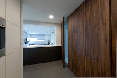 Bedok South, Dyel Design, Minimalist, Kitchen, HDB, Wood Laminate, Wood, Laminates, Doors, Kitchen Countertop, Bathroom, Indoors, Interior Design, Room
