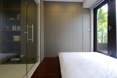 Parc Elegance, Dyel Design, Contemporary, Bedroom, Condo, Glass Cubicle, Resort, Wall Panel, Glass Room, Glass Door, Glass Wall, Parquet, Indoors, Interior Design, Room, Bed, Furniture