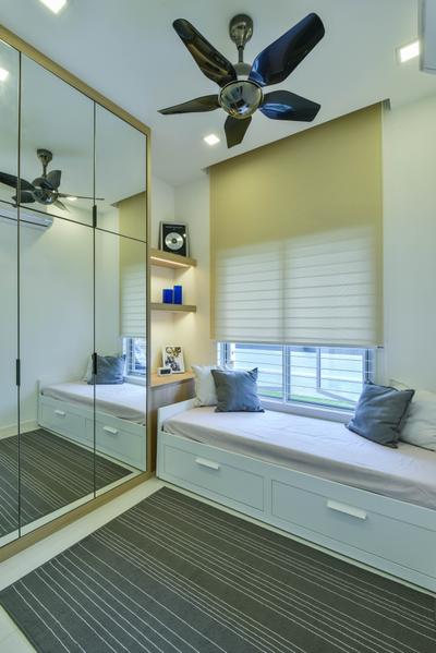 Razlan's Residence, Alam Suria, Surface R Sdn. Bhd., Modern, Contemporary, Bedroom, Landed, Daybed, Storage, Mirror, Closet, Wood Wardrobe, Blinds, Roller Blinds, Mini Ceiling Fan, Bed, Furniture