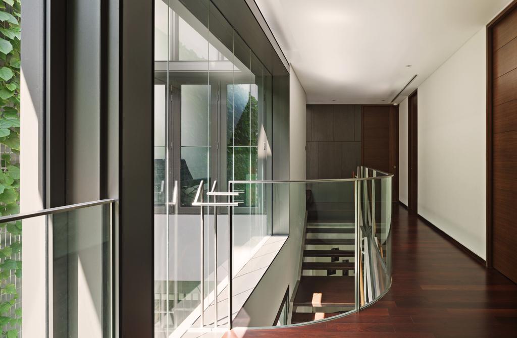 Modern, Landed, 66 WTR, Architect, BHATCH Architects, Full Length Window, Glass Railing, Glass Balustrade, Balustrade, Railing, Parquet, Stairs, Staircase