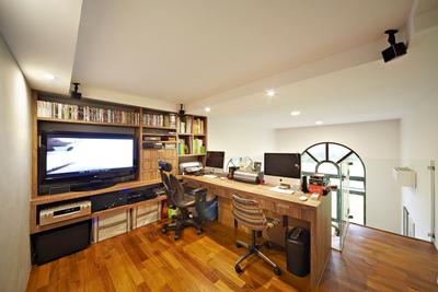 Selataris, Carpenters 匠, Eclectic, Study, Condo, Study Table, Computer Desk, Work Station, Work Area, Chairs, Desktop, Computer, Office Chair, Wood Floor, Wooden Flooring, Bookcase, Bookshelf, Books, Flooring, Electronics, Entertainment Center, Appliance, Electrical Device, Oven, Indoors, Room