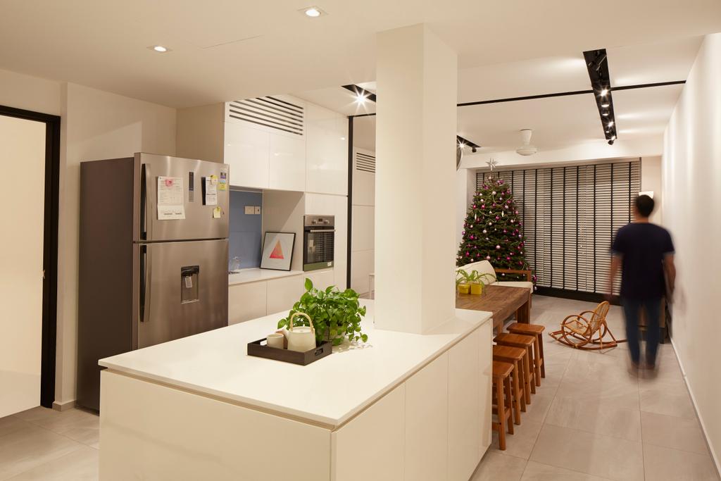 Minimalist, Condo, Dining Room, Heritage View, Architect, asolidplan, Scandinavian, Kitchen Lightings, White Cabinet, White Kitchen Cabinets, Built In Oven, Brown Chairs, Dining Area, Dining Set, Spacious And Bright, Human, People, Person, Flora, Jar, Plant, Potted Plant, Pottery, Vase, Indoors, Interior Design
