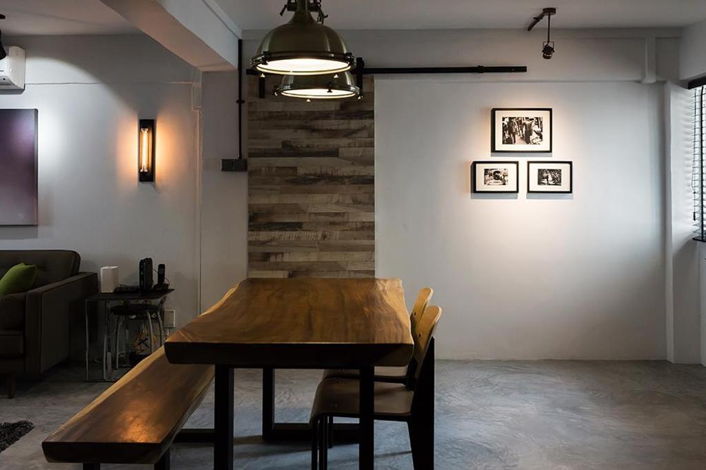 Industrial, HDB, Dining Room, Dover Crescent, Interior Designer, NID Design Group, Dining Table, Dining Chair, Bench, Dim, Photo Frame, Wall Frames, Wall Art, Wall Decor