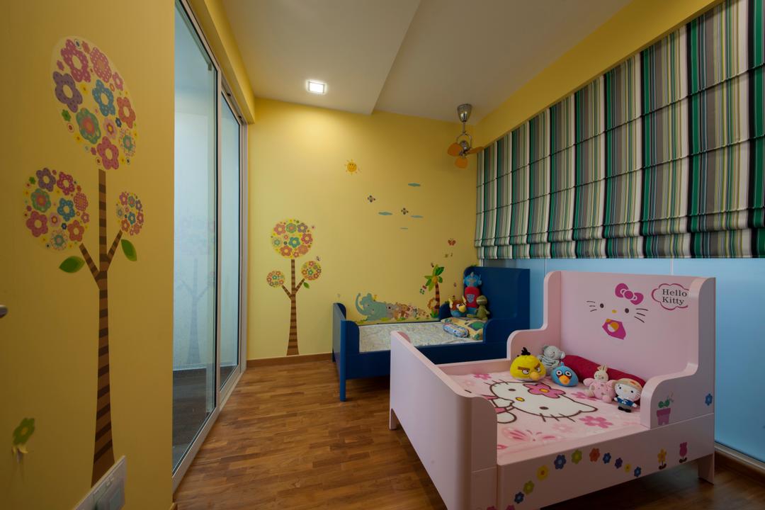 One Canberra, Edge Interior, Contemporary, Bedroom, Condo, Kids Room, Kids, Unisex, Children, Girls Room, Boys Room, Hello Kitty, Cartoon, Decal, Wall Decal, Yellow Wall, Colours, Colourful, Blinds, Roller Blinds, Indoors, Nursery, Room