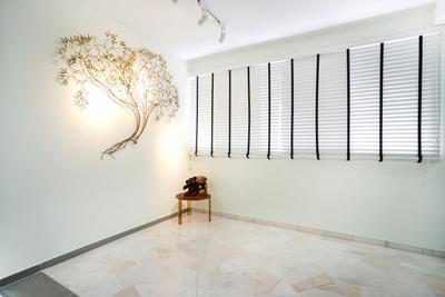 Pasir Ris (Block 487), Cozy Ideas, Minimalist, Living Room, HDB, Home Decor, Wall Decor, Lighting, Unique Lighting, White, All White, Venetian Blinds, Blinds, Floor Tiles, White Tiles