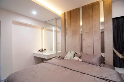 Toa Payoh Central (Block 79D), IdeasXchange, Modern, Bedroom, HDB, Wooden Beam, Beams, Mirror Panel, Mirror, Vanity Table, Dressing Table, Indoors, Room