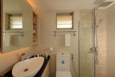 Punggol Central, Eight Design, Modern, Bathroom, HDB, Bathroom Vanity, Vessel Sink, Bathroom Sink, Bathroom Cabinet, Concealed Lighting, Toilet Bowl, Water Closet, Shower Screen, Shower Area, Bathroom Tiles, Stone Tiles