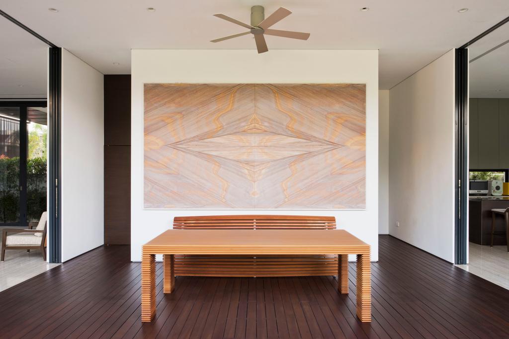Traditional, Landed, Living Room, 30 Ripley Crescent, Architect, 7 Interior Architecture, Airy, Open Concept, Table, Wood, Light Wood, Painting, Wall Decor, Wall Art, Ceiling Fan, Wood Floor, Wooden Flooring, Dark Wood Flooring, Flooring, Dining Table, Furniture