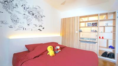 Punggol Walk (Block 310), Space Atelier, Scandinavian, Bedroom, HDB, Wall Art, Wall Decor, Decal, Concealed Lighting