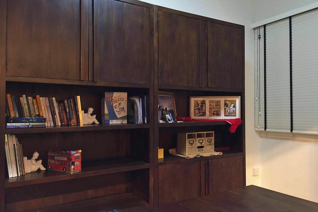 Shunfu (Block 312), Explore Living, Scandinavian, Study, HDB, Cabinet, Cabinetry, Dark Wood, Books, Bookshelf, Storage Space, Bookcase, Furniture
